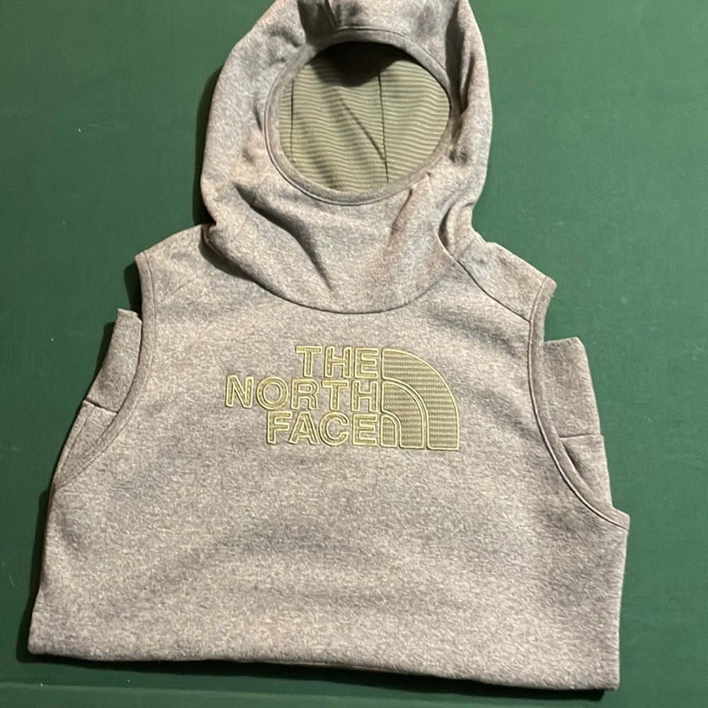The North Face sleeveless hoodie.